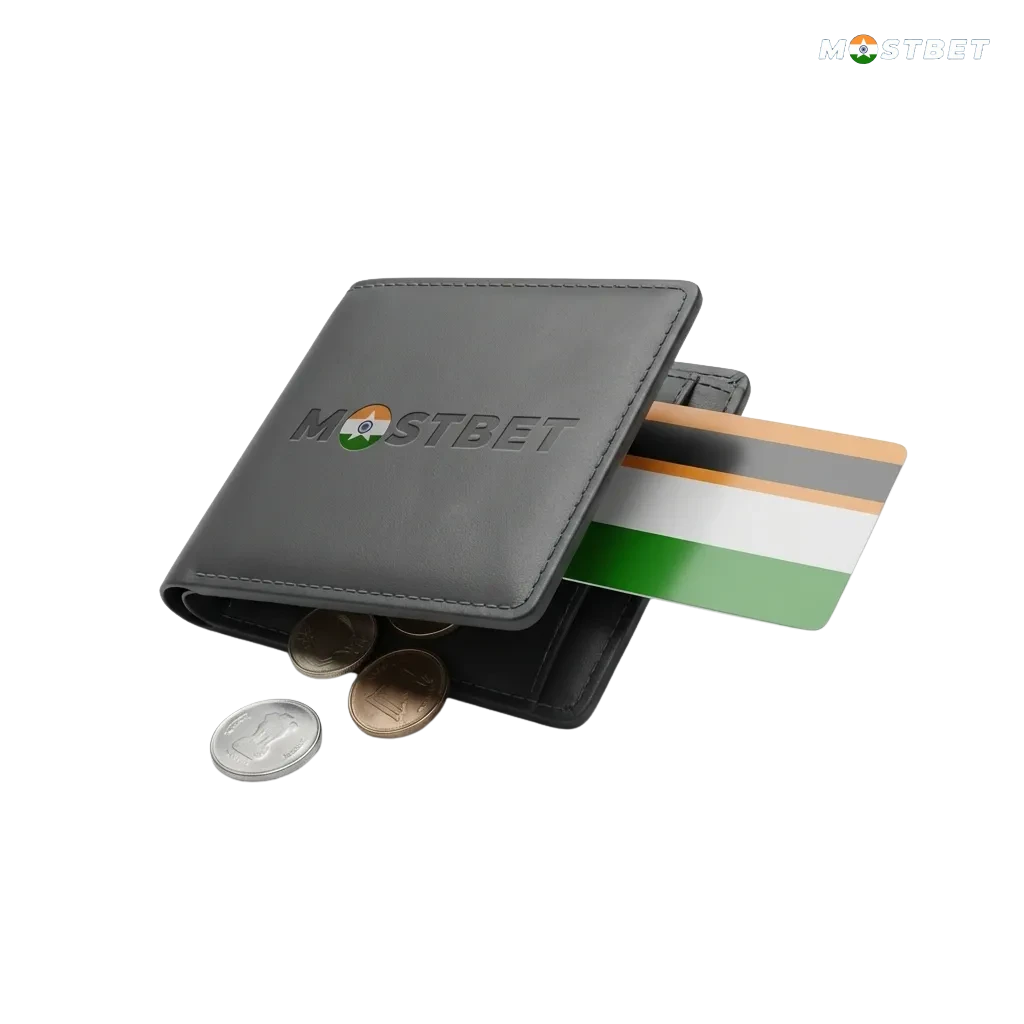 Mostbet India deposit methods showing UPI, PhonePe, Google Pay, Paytm icons and ₹300–₹10,00,000 limits with bonus offer
