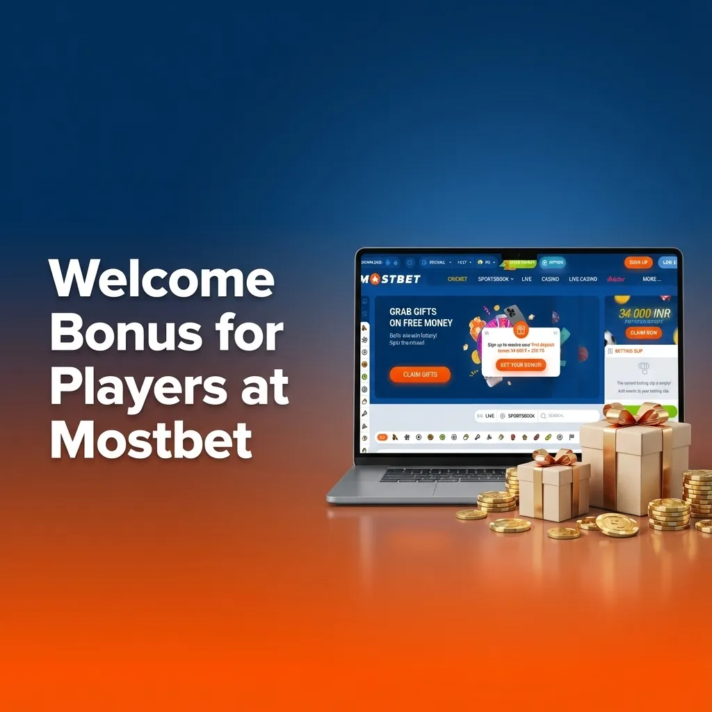 Mostbet India welcome bonus banner showing 125% first deposit offer and 250 free spins for slot players