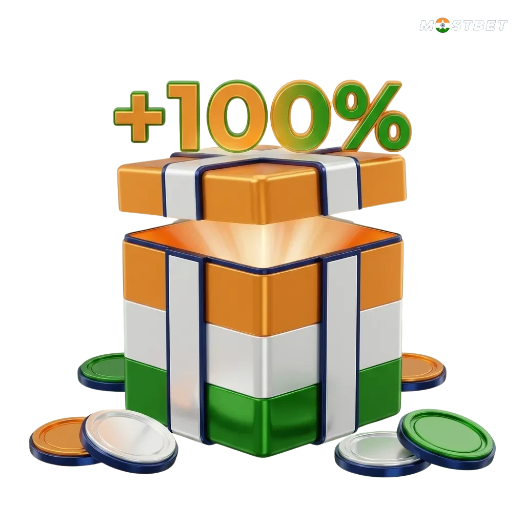 Banner showing “Mostbet Welcome Bonus: 125% + 250 Free Spins” for new Indian players, promoting casino and sports betting.